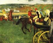 The Race Track Amateur Jockeys near a Carriage Edgar Degas